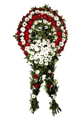 Beyaz Kırmızı Gerbera Cenaze Çelengi