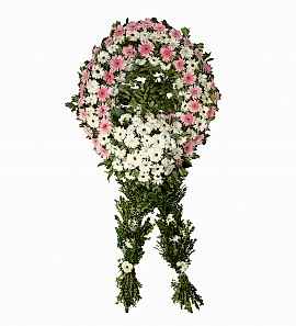 Pembe-Beyaz Gerberalarla Cenaze Çelengi